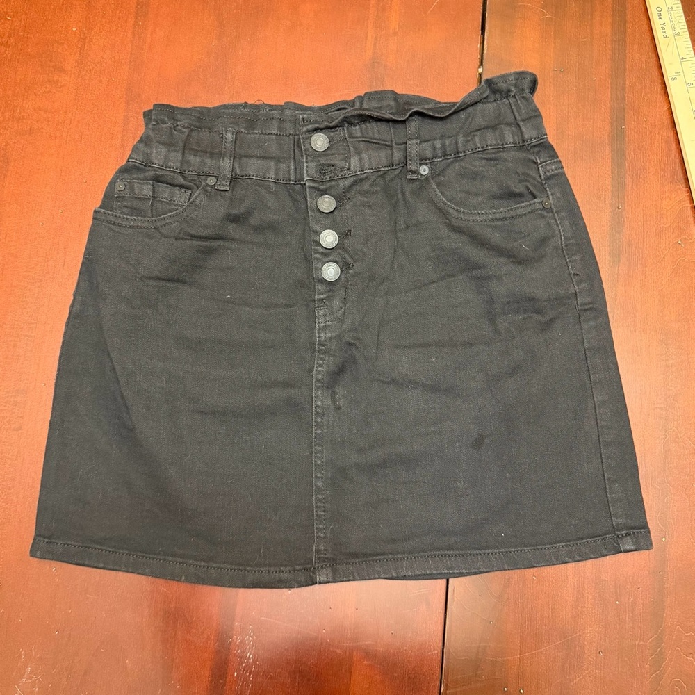 Indigo Rein Black Button-Front Mini Skirt